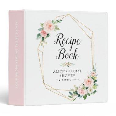 blush pink floral bridal shower recipe book 3 ring binder