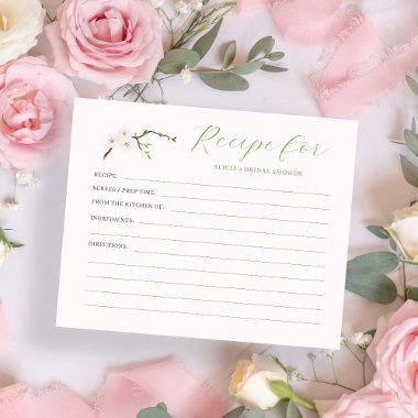 Blush pink floral bridal shower recipe Invitations