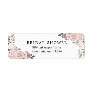 Blush Pink Floral Bridal Shower Return Address Label
