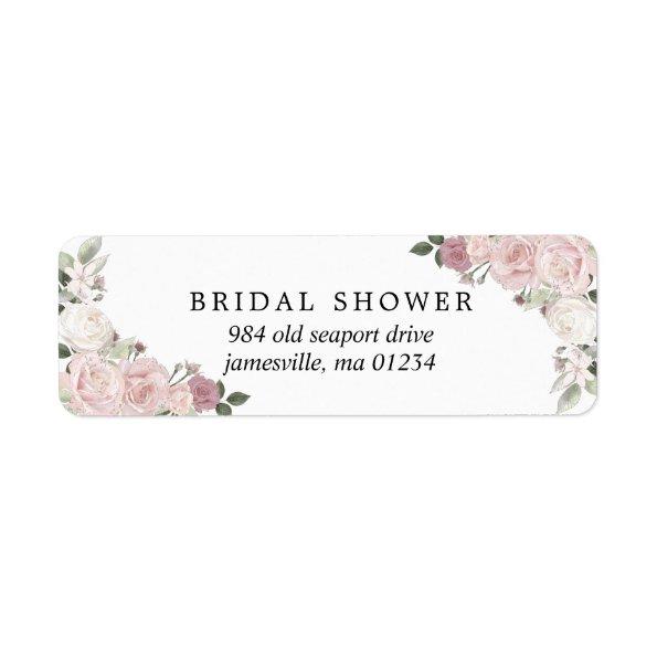 Blush Pink Floral Bridal Shower Return Address Label