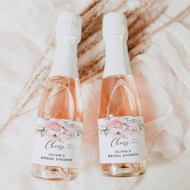 Blush pink floral  sparkling wine label