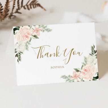Blush Pink Floral Bridal Shower Thank You Invitations