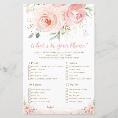 Blush Pink Floral Bridal What's In Your Phone Game