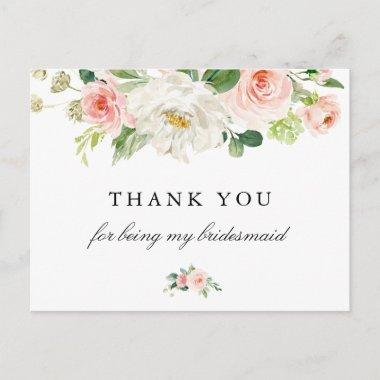 Blush pink floral bridesmaid thank you Invitations