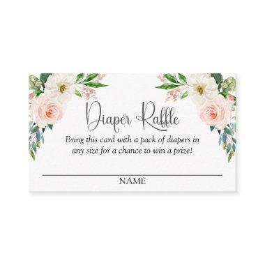 Blush Pink Floral Diaper Raffle Script Text Enclosure