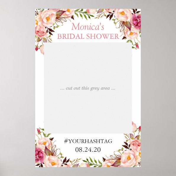 Blush Pink Floral Elegant Bridal Shower Photo Prop Poster