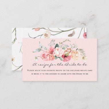 blush pink floral elegant recipe for the bride enclosure Invitations