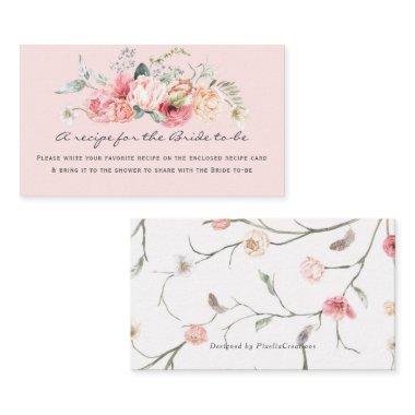 blush pink floral elegant recipe for the bride enclosure Invitations