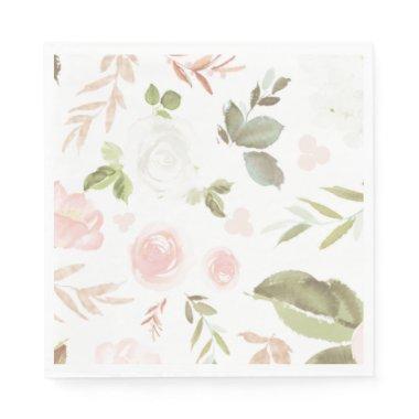 Blush pink floral eucalyptus party napkins