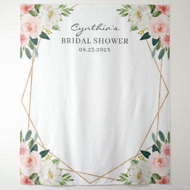 Blush Pink Floral Geometric Bridal Shower Backdrop