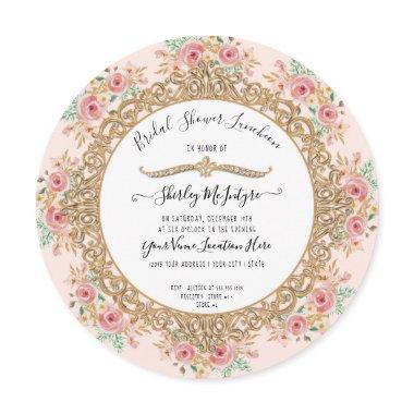 Blush Pink Floral Gold  Luncheon