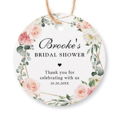 Blush Pink Floral Gold Bridal Shower Thank you Favor Tags