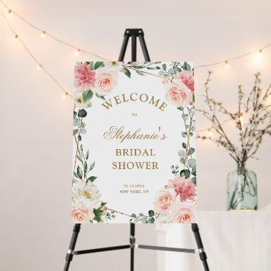 Blush Pink Floral Gold  Welcome    Foam Board