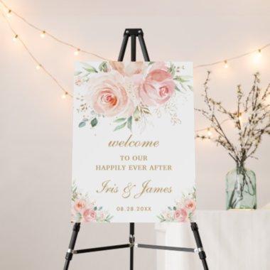 Blush Pink Floral Gold Bridal Wedding Welcome  Foam Board