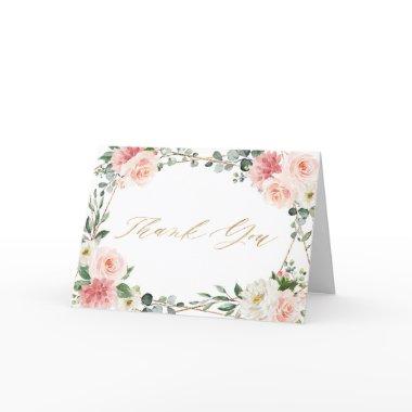 Blush Pink Floral Gold Geometric  Tha Thank You