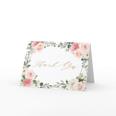 Blush Pink Floral Gold Geometric Bridal Shower Tha Thank You Invitations