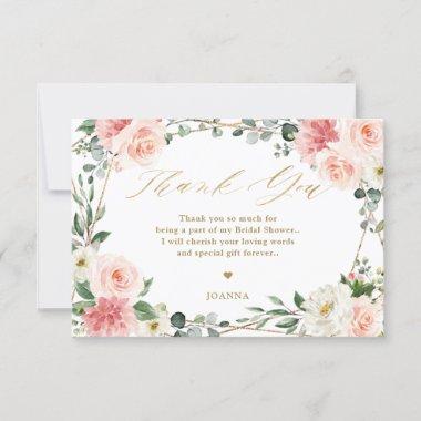 Blush Pink Floral Gold Geometric Bridal Shower Tha Thank You Invitations
