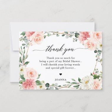 Blush Pink Floral Gold Geometric Bridal Shower Thank You Invitations