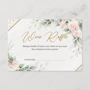 Blush pink floral greenery and gold Wine Raffle Enclosure Invitations