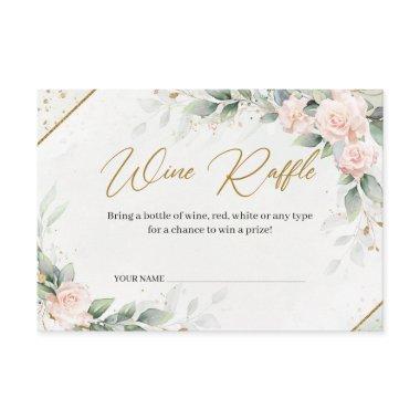 Blush pink floral greenery and gold Wine Raffle Enclosure Invitations