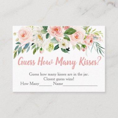 Blush Pink Floral Guess How Many Kisses Game Place Invitations