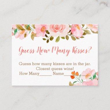 Blush Pink Floral Guess How Many Kisses Game Place Invitations
