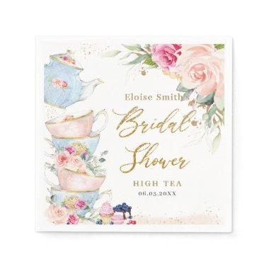 Blush Pink Floral High Tea Party Bridal Shower Napkins