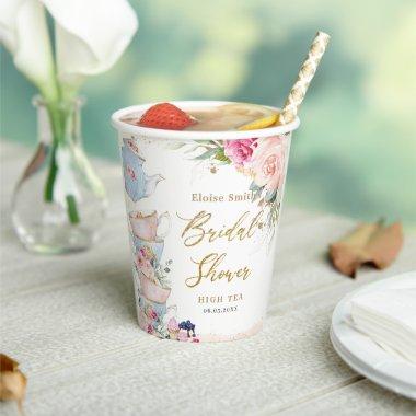 Blush Pink Floral High Tea Party  Paper Cups