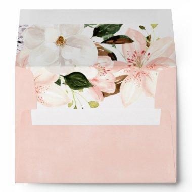 Blush pink floral lilies envelopes