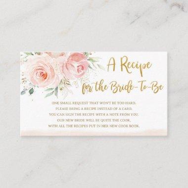 Blush Pink Floral Recipe for the Bride to Be Enclosure Invitations