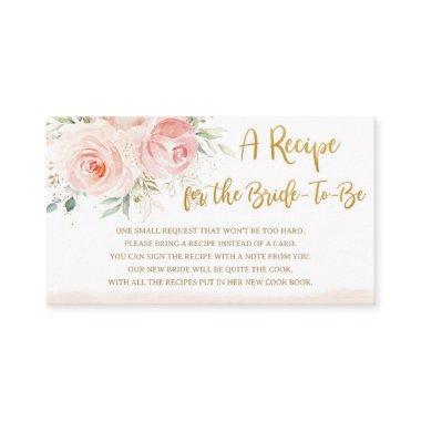 Blush Pink Floral Recipe for the Bride to Be Enclosure