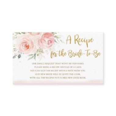 Blush Pink Floral Recipe for the Bride to Be Enclosure Invitations