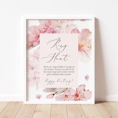 Blush pink floral ring hunt bridal shower game pos poster