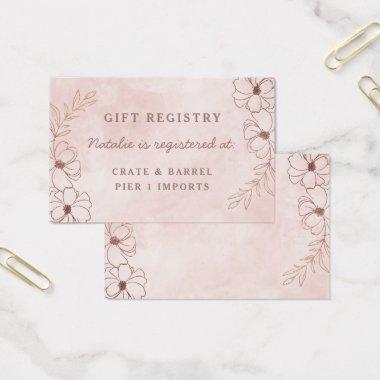 Blush Pink Floral Shower Gift Registry Insert Card