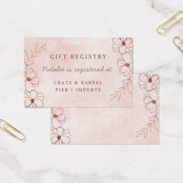 Blush Pink Floral Shower Gift Registry Insert Card