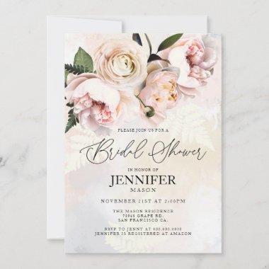 Blush Pink Floral Spring Bridal Shower Invitations