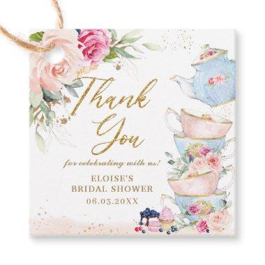 Blush Pink Floral Tea Party Baby Shower Birthday Favor Tags