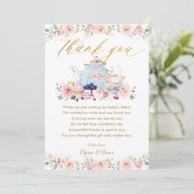 Blush Pink Floral Tea Party Baby Shower Birthday  Thank You Invitations