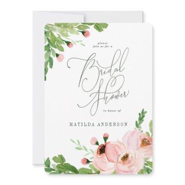 Blush pink floral watercolor  invite