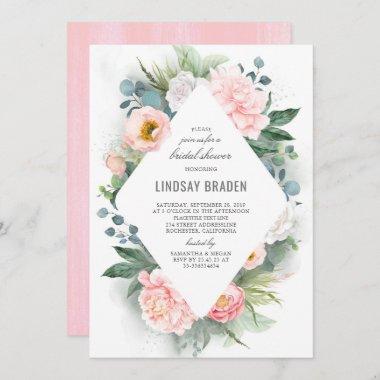 Blush Pink Floral | Watercolor Peony Bridal Shower Invitations