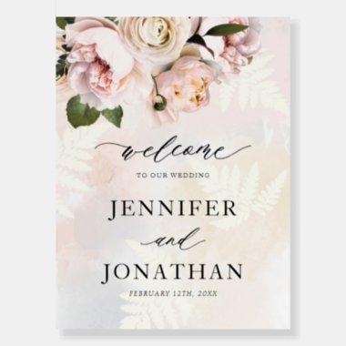 Blush Pink Floral Wedding Welcome Party Sign