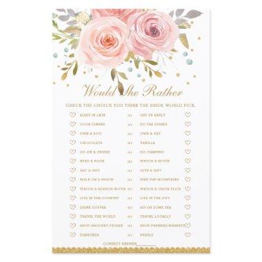 Blush Pink Floral Would She Rather Bridal Game