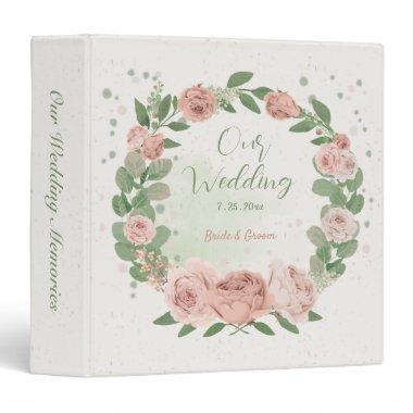 blush pink floral wreath wedding photo album 3 ring binder