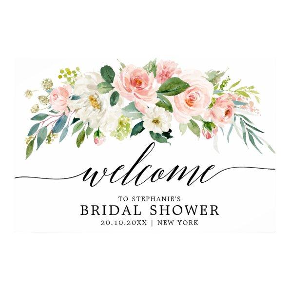 Blush Pink Florals Botanical  Welcome Poster