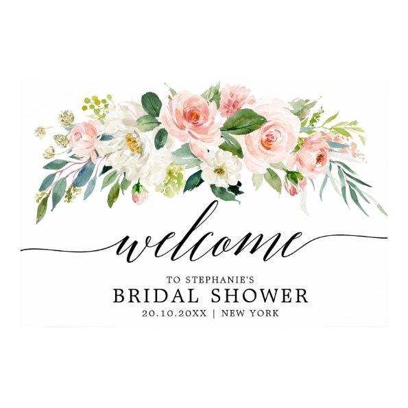 Blush Pink Florals Botanical Bridal Shower Welcome Poster