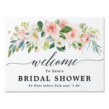Blush Pink Florals Botanical Bridal Shower Welcome Sign