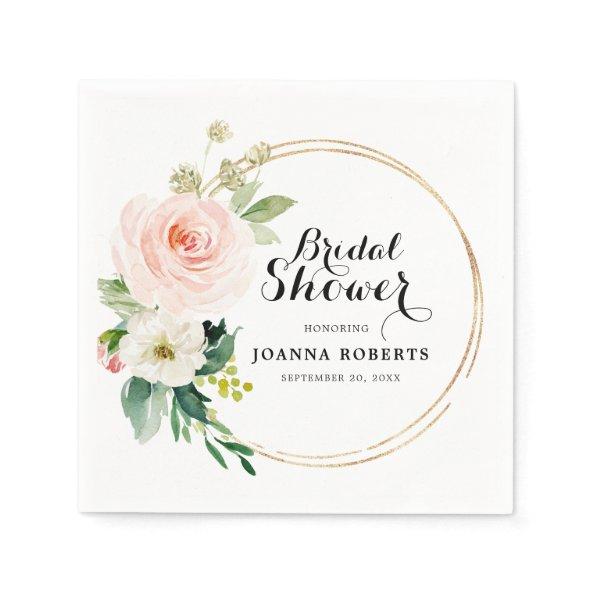 Blush Pink Florals Modern Botanical Bridal Shower Napkins