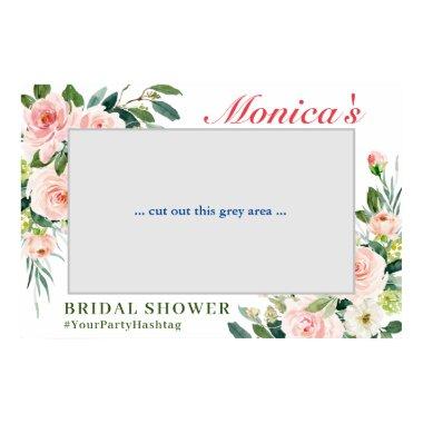 Blush Pink Flowers Bridal Shower Photo Frame Poster