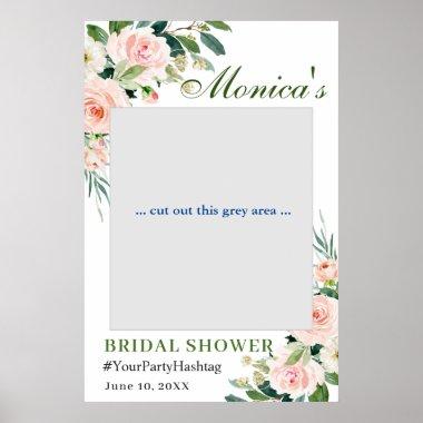 Blush Pink Flowers Bridal Shower Photo Prop Poster