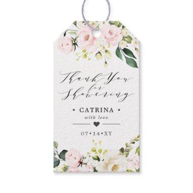 Blush Pink Flowers Bridal Shower Thank You Gift Tags